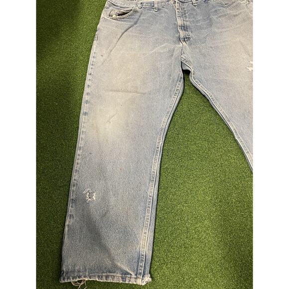 Vintage Wrangler 44x30 Relaxed Fit Blue Jeans Classic Denim Work Pants - Picture 3 of 12
